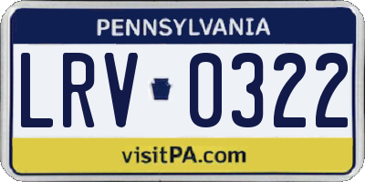 PA license plate LRV0322