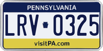 PA license plate LRV0325