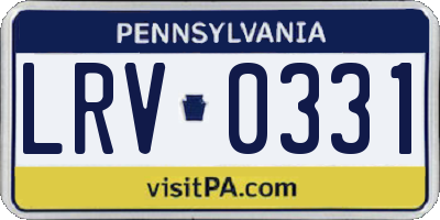 PA license plate LRV0331