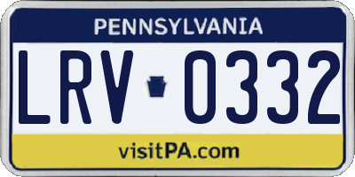 PA license plate LRV0332