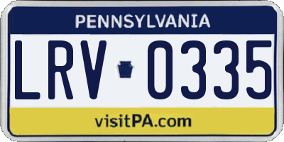 PA license plate LRV0335