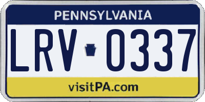 PA license plate LRV0337