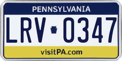PA license plate LRV0347