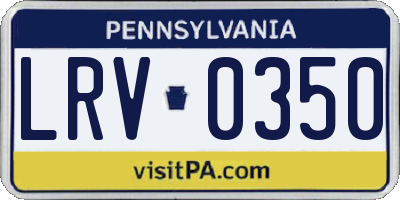 PA license plate LRV0350