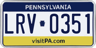PA license plate LRV0351