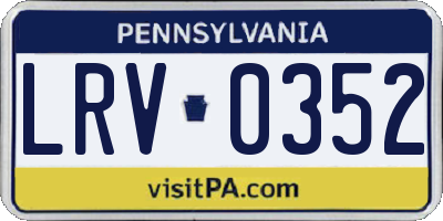 PA license plate LRV0352