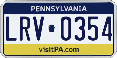 PA license plate LRV0354