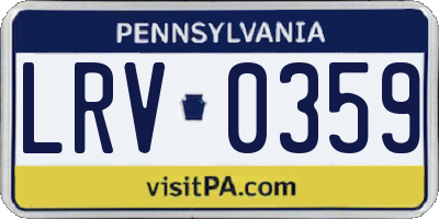 PA license plate LRV0359