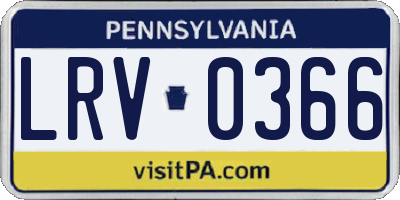 PA license plate LRV0366