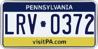 PA license plate LRV0372