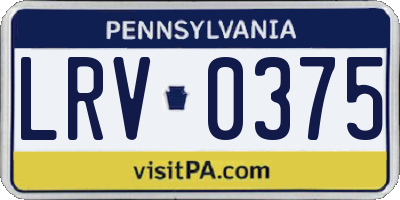 PA license plate LRV0375