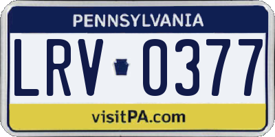 PA license plate LRV0377