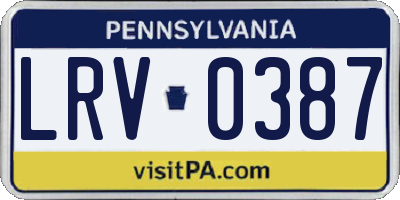 PA license plate LRV0387