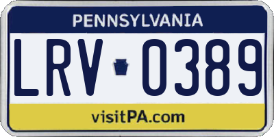 PA license plate LRV0389