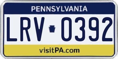 PA license plate LRV0392