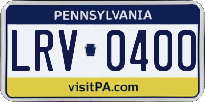 PA license plate LRV0400
