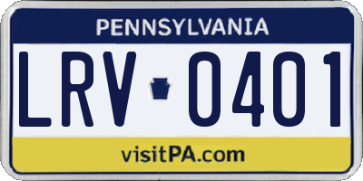 PA license plate LRV0401