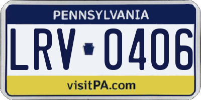 PA license plate LRV0406