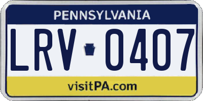 PA license plate LRV0407