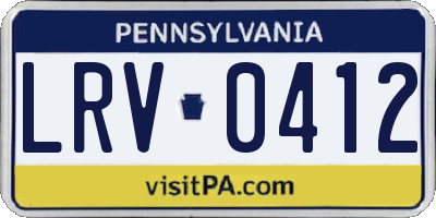 PA license plate LRV0412
