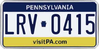 PA license plate LRV0415