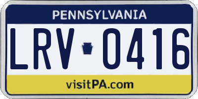PA license plate LRV0416