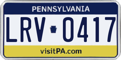 PA license plate LRV0417