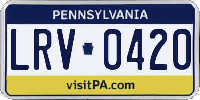 PA license plate LRV0420