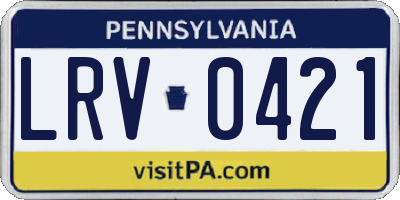 PA license plate LRV0421