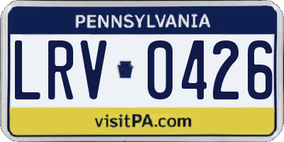 PA license plate LRV0426