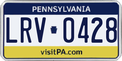 PA license plate LRV0428
