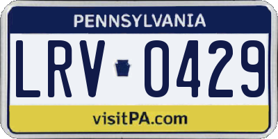 PA license plate LRV0429