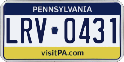 PA license plate LRV0431