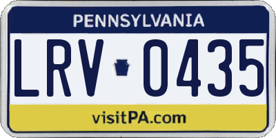 PA license plate LRV0435