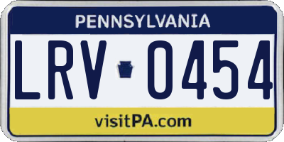 PA license plate LRV0454
