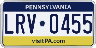 PA license plate LRV0455