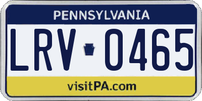 PA license plate LRV0465