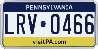PA license plate LRV0466