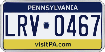 PA license plate LRV0467