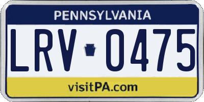 PA license plate LRV0475