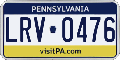 PA license plate LRV0476