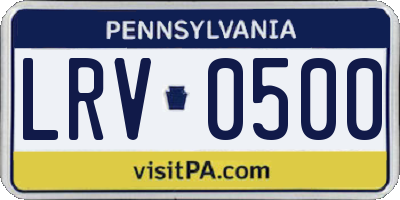 PA license plate LRV0500