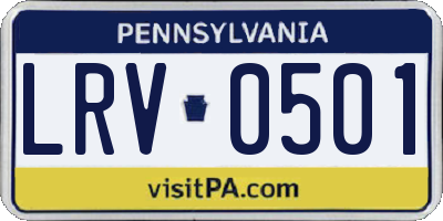 PA license plate LRV0501