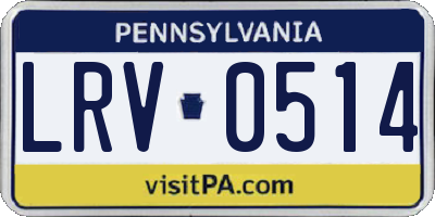 PA license plate LRV0514