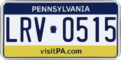PA license plate LRV0515