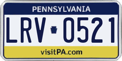 PA license plate LRV0521