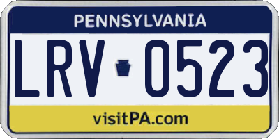 PA license plate LRV0523