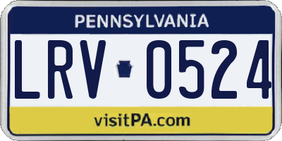 PA license plate LRV0524