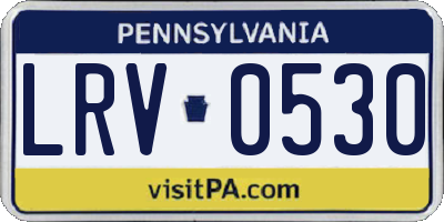 PA license plate LRV0530