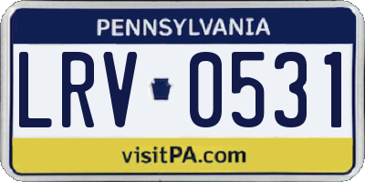 PA license plate LRV0531
